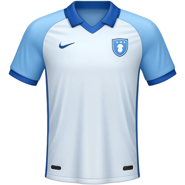 White soccer jersey with blue collar and sleeves emoji