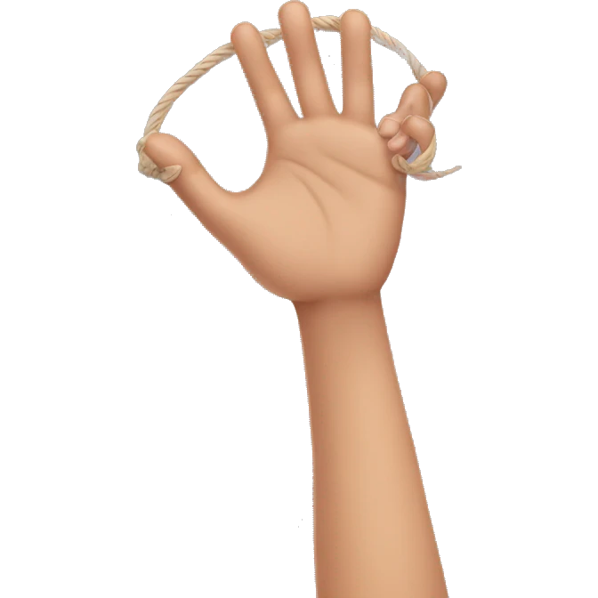 hand holding a long thread emoji