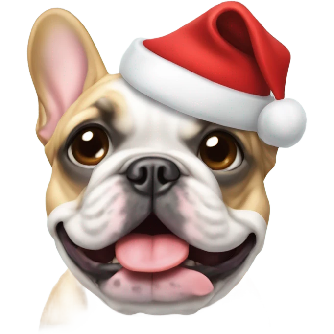Frenchie with Santa hat emoji