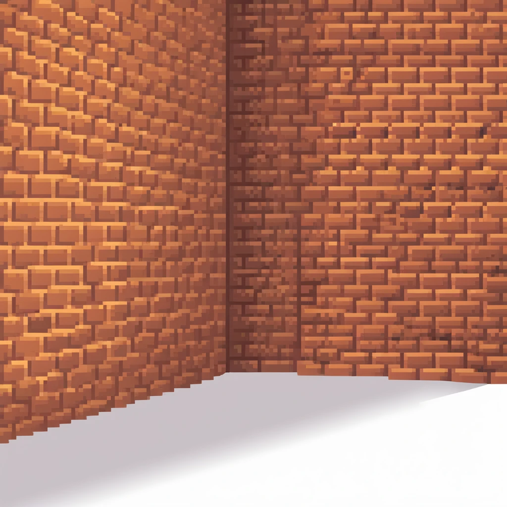brick wall corner view, perspective of two walls meeting emoji
