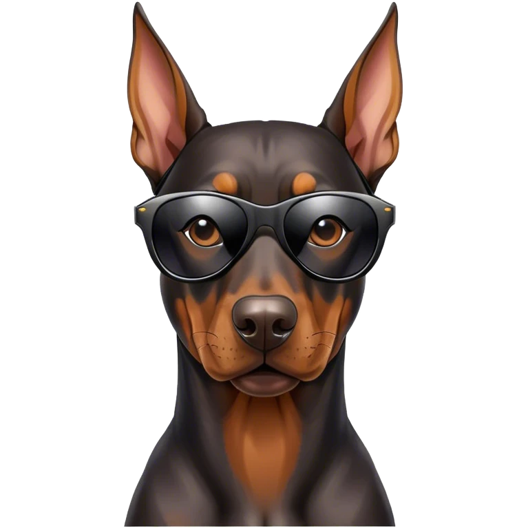 A Doberman rocking emoji