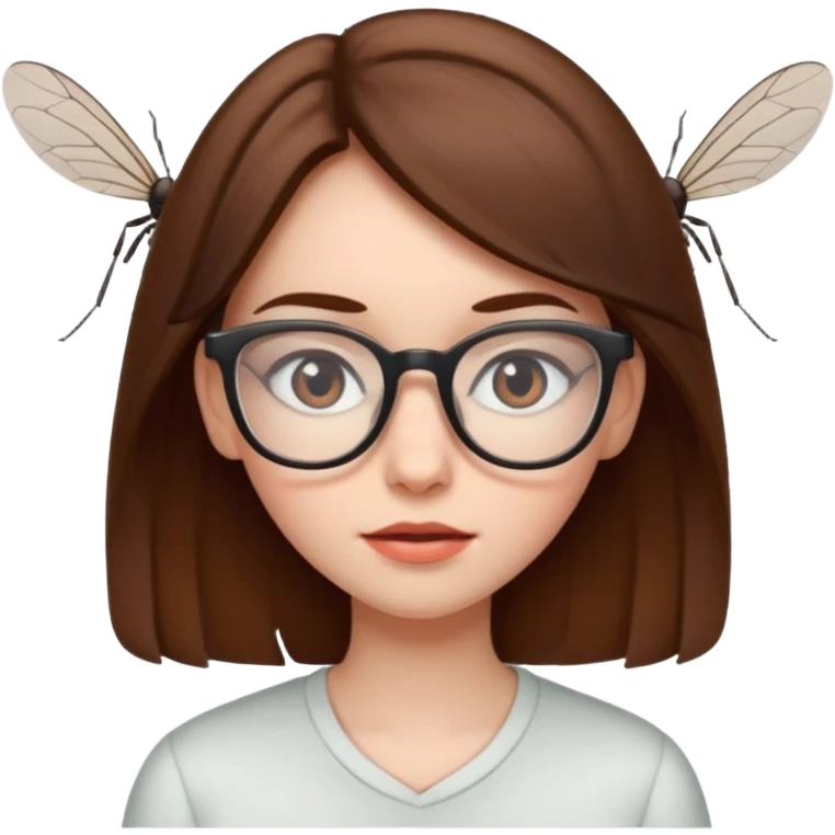 brown hair girl with glasses but as a mosquito  emoji