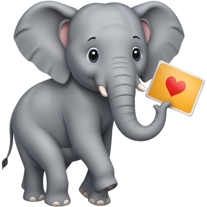 Ein Elefant mit einem kleinen Werbeplakat auf dem Rücken. emoji