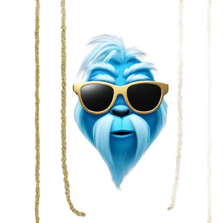 Blue grinch with sunglasses and gold chain emoji