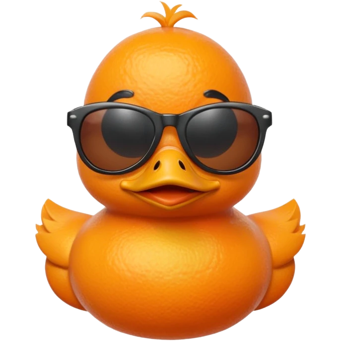 an orange fruit shaped like a duck, wearing sunglasses, simple emoji style emoji