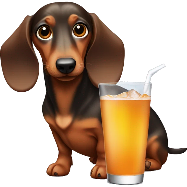 a daschund chilling with a drink  emoji