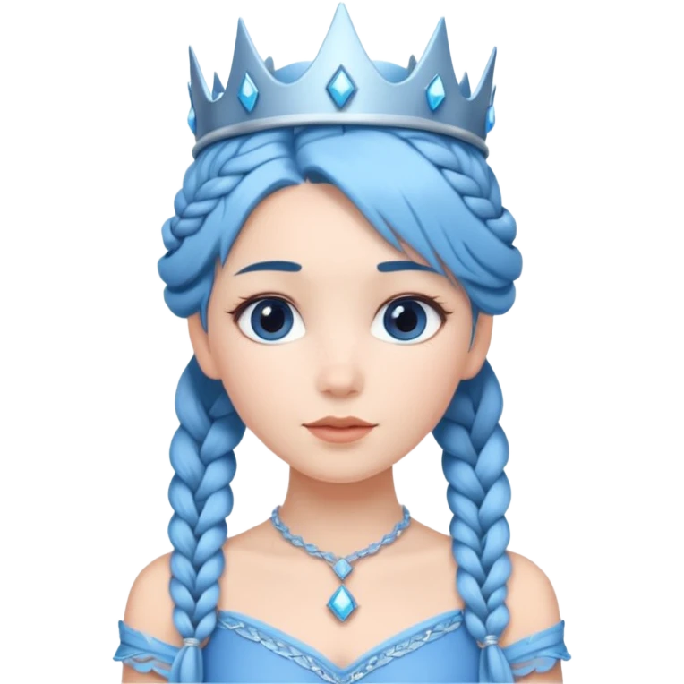 braided hair ice princess with crown blue hair emoji