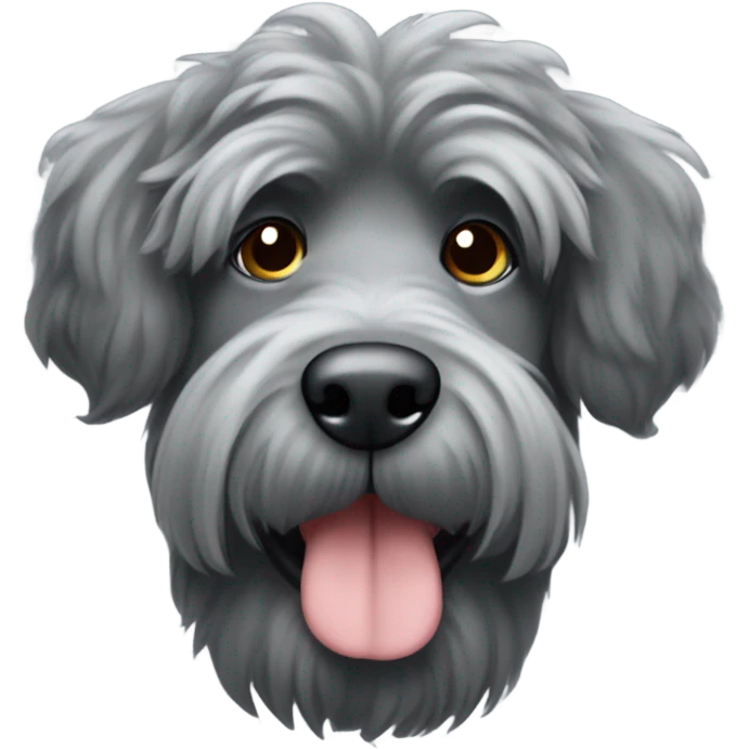 Gray bouvier des Flanders with cropped ears emoji
