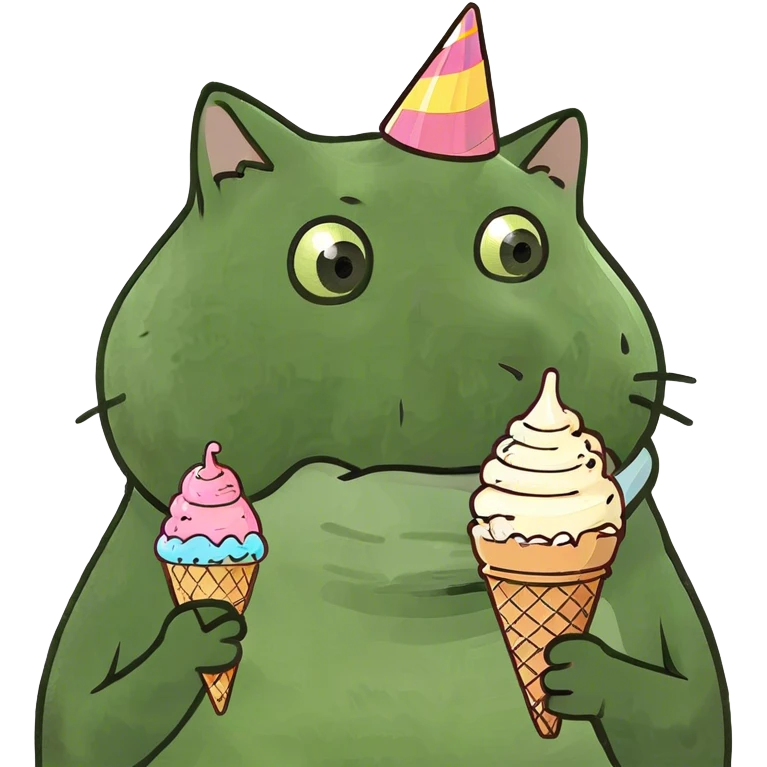 Fat cat eating ice cream  emoji