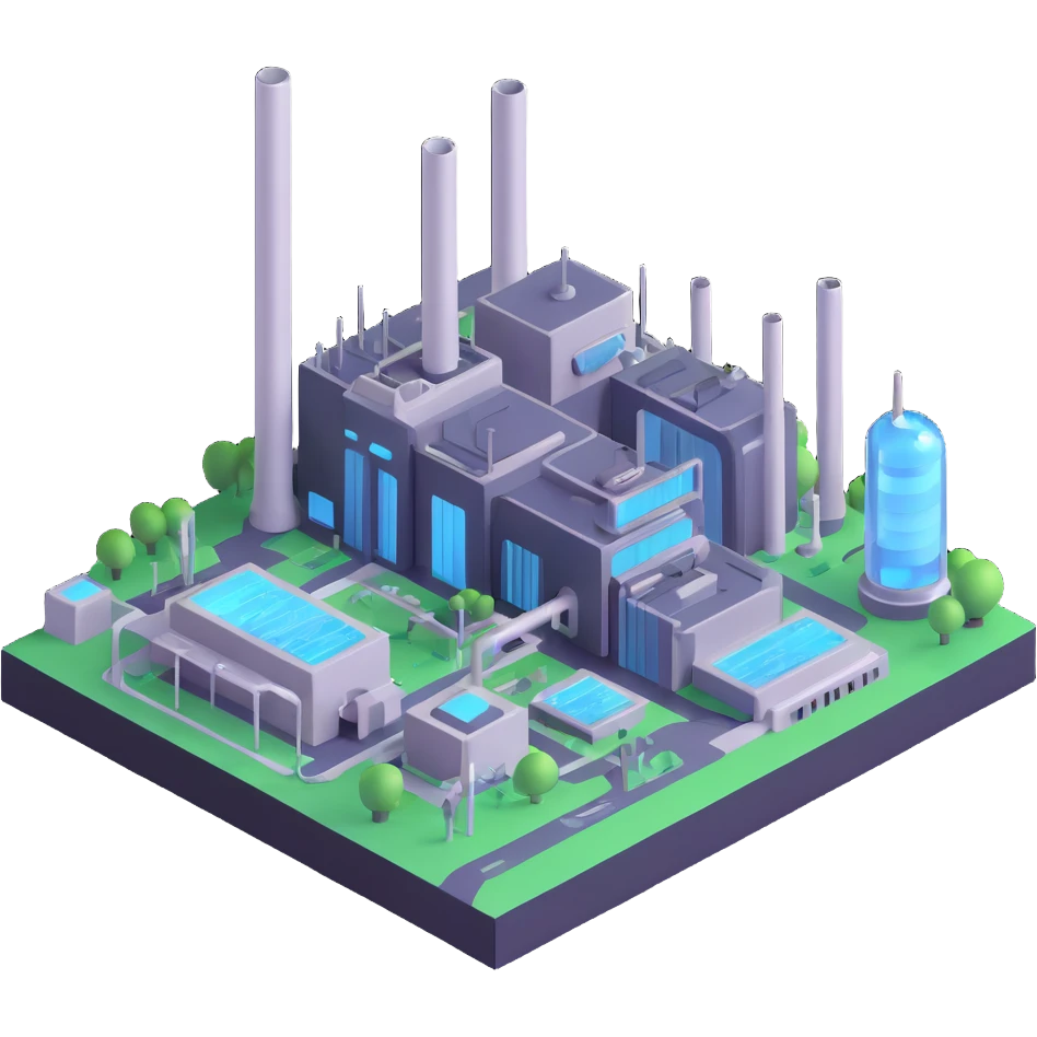 Futuristic semiconductor factory with Saudi Arabian elements emoji