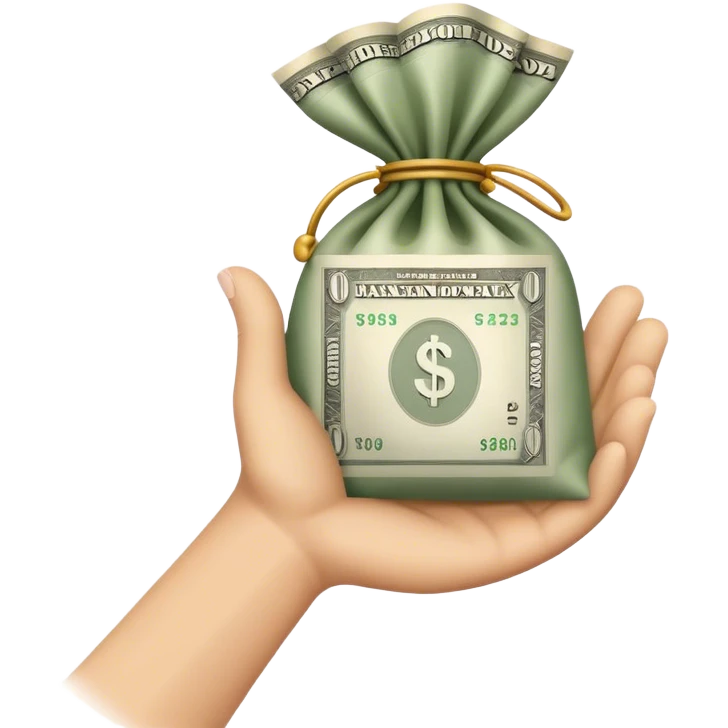 a hand holding a bag of money emoji