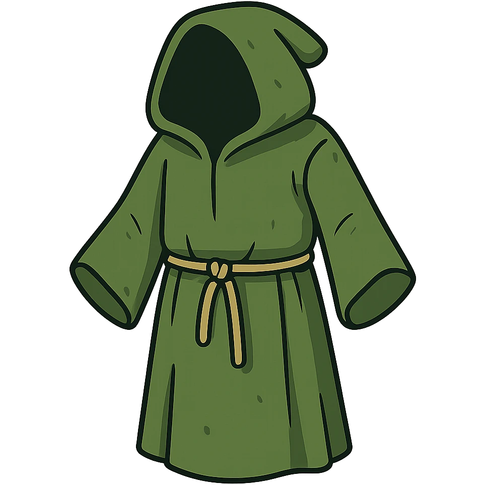 flat toon style green old robe emoji