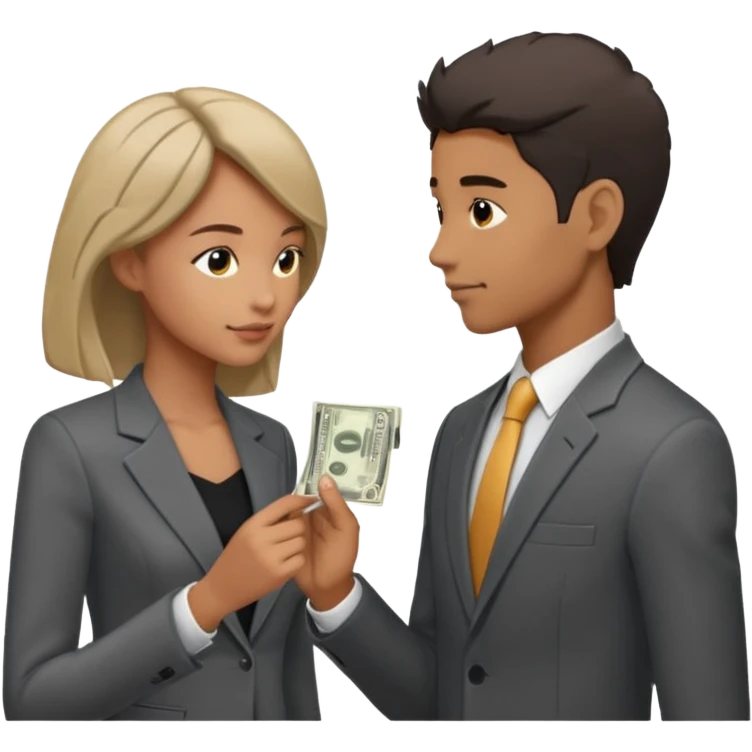 side profiles of two people exchanging money emoji