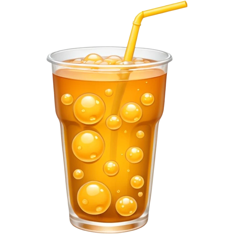 Make a orange tea boba with yellow bubbles emoji