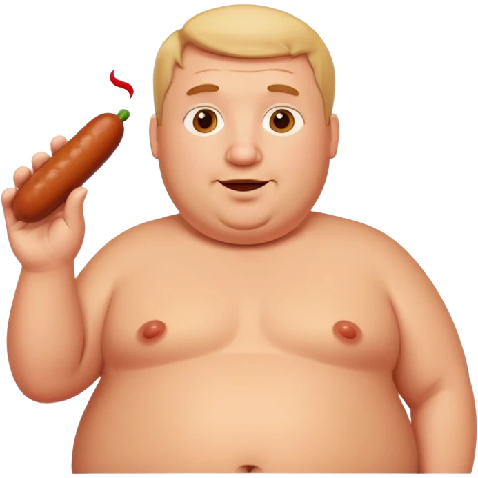 Fat white guy touching a sausage  emoji