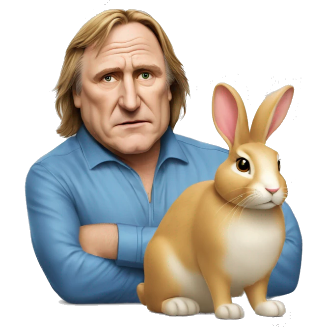 Gérard Depardieu déguisé en lapin emoji