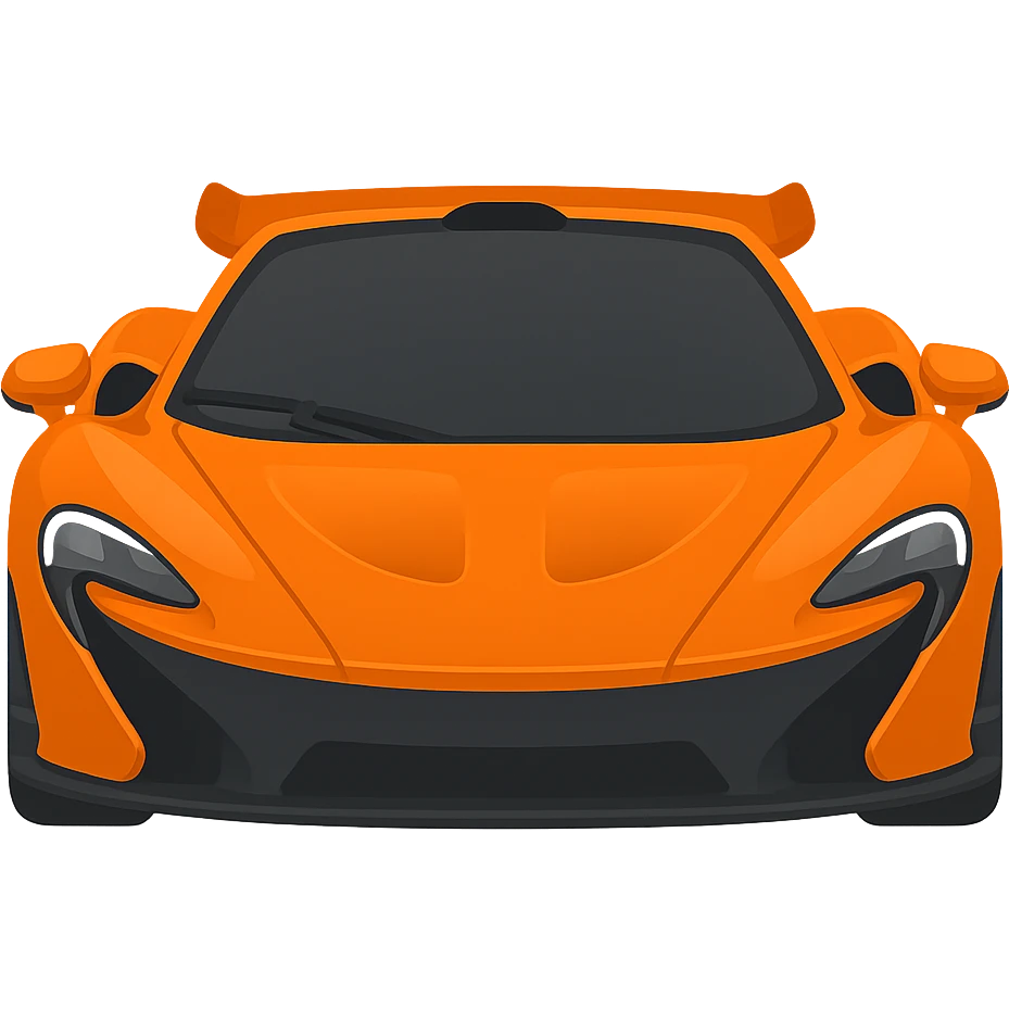 orange McLaren P1, front angle, glossy finish, suitable for an icon emoji