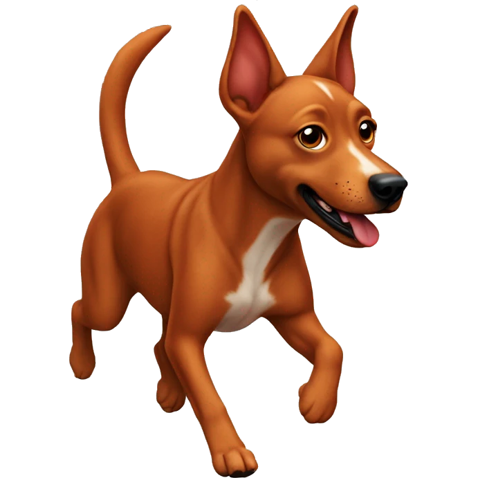 realistic solid red dog with pointed ears running emoji