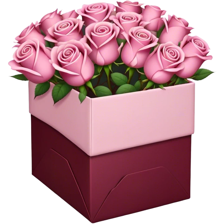 Light pink roses in a burgundy package emoji