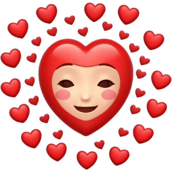 Heart with eyes closed smiling surrounded by tinier hearts emoji