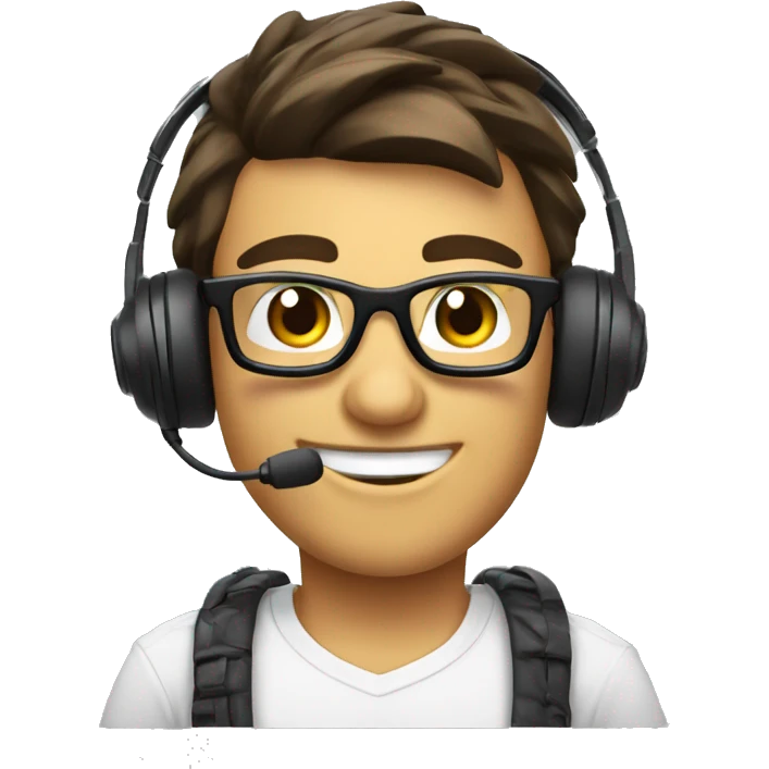 gamer with headset and mic with glasses and smile with thumbs up emoji
