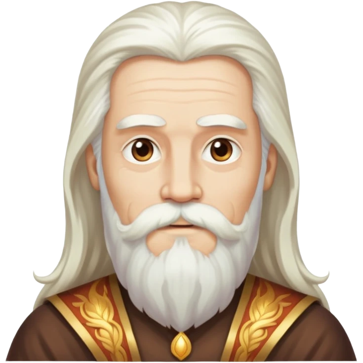 God, man with long white hair, beard and white mustache, wise looking, deity emoji