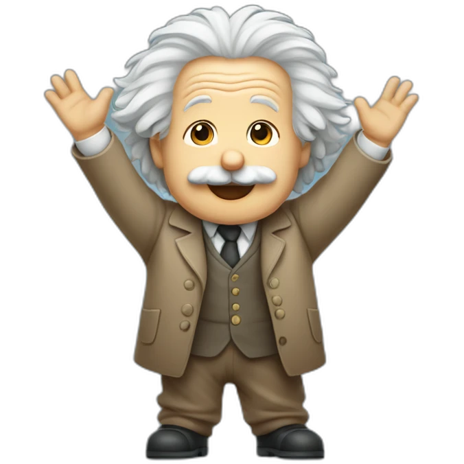 albert einstein full body cute hands in the air  emoji