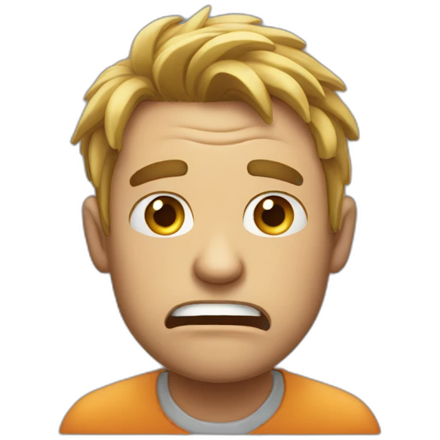 man pulling face down stressed out emoji