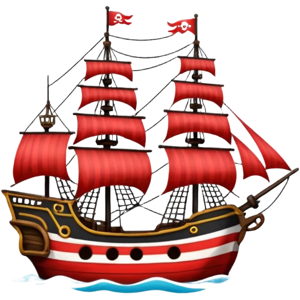 red and white lines pirate ships emoji
