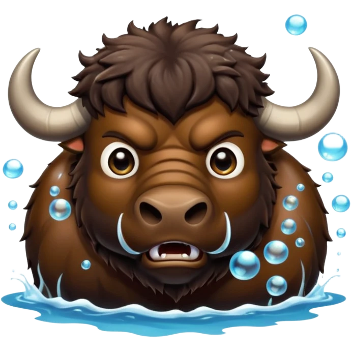 Angry buffalo in the water blowing bubbles  emoji