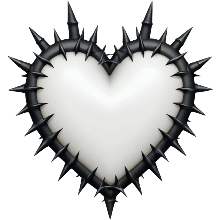 white goth heart with black thorns, dramatic emoji