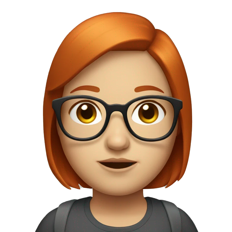 chubby redhead girl with glasses and bob emoji