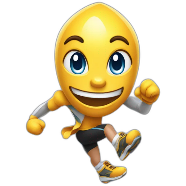 A diamond character with a funny face near the finish line emoji