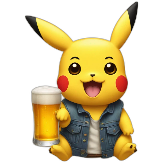 Pikachu drink beer emoji