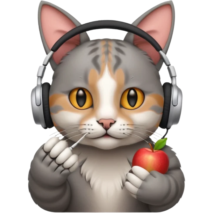 cat in apple headphones (AirPods max) wit a blunt in his hand  emoji