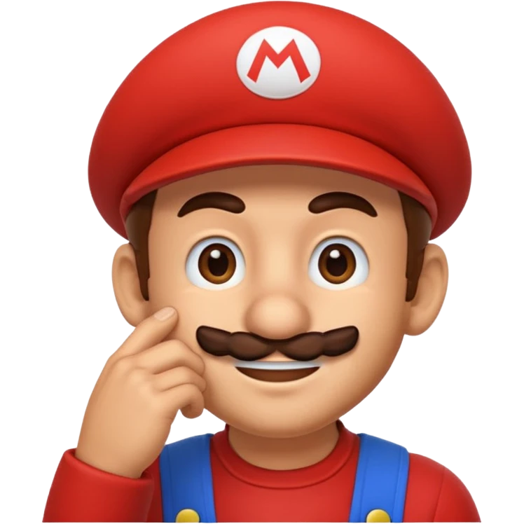 only mario's head thinking with his hand on his chin emoji