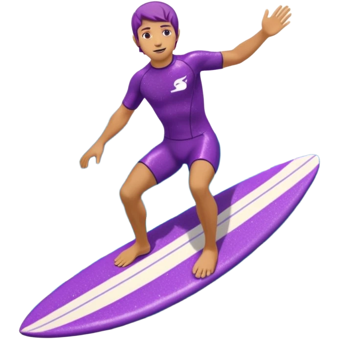 glitter surfer purple surf in wave ocean cian emoji