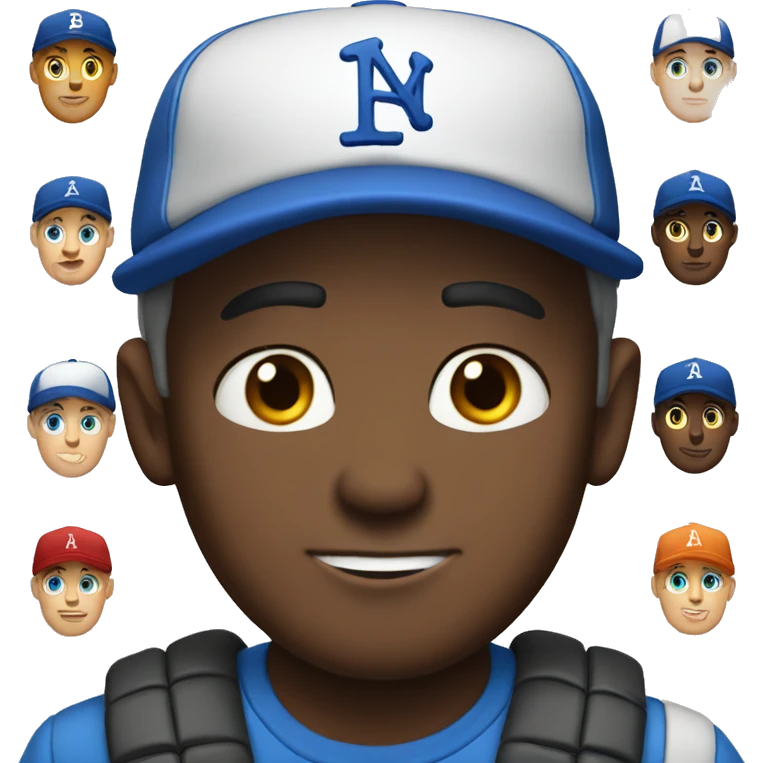 casual male blue eyes with baseball cap emoji