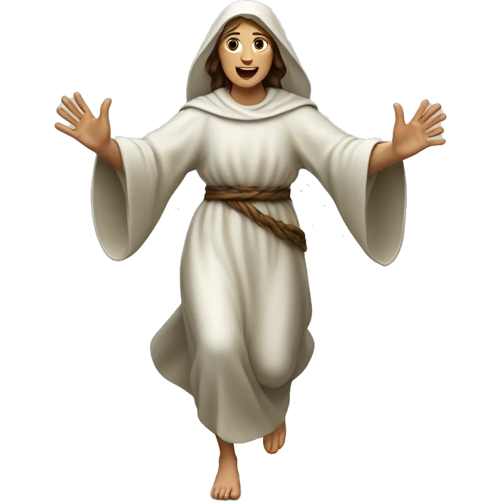 saint brigid running, with a large stride and arms outstretched emoji