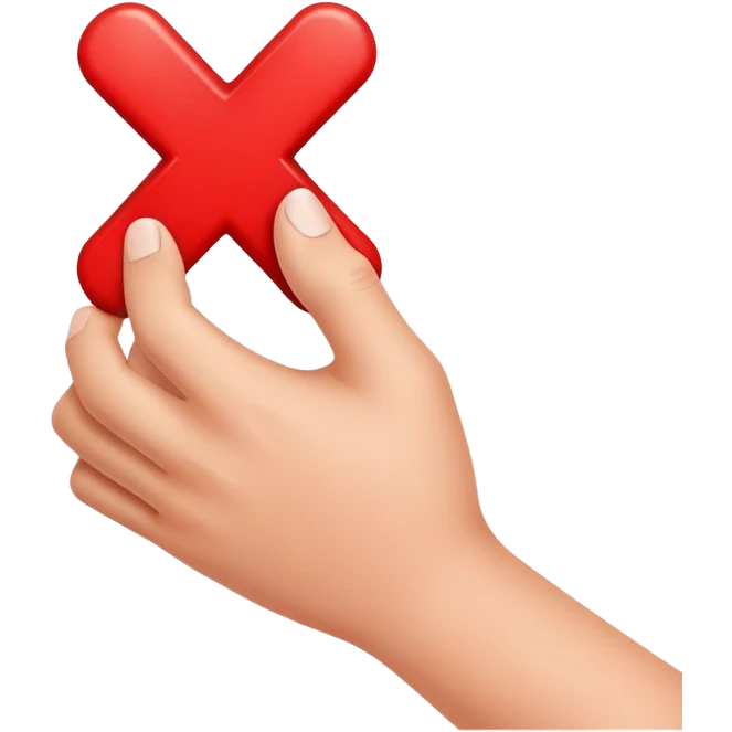 hand holding a red X emoji