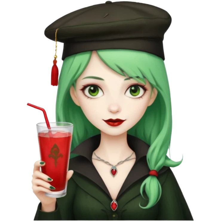 vampire green hair Drink holders with hat  emoji