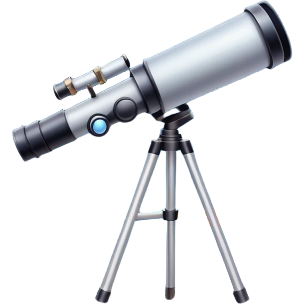 An icon featuring a telescope, stars, and a planet, symbolizing astronomy. The design includes a crescent moon, distant galaxies, and constellations, representing the study of space and celestial bodies. Transparent background highlights the exploration of the universe and cosmic phenomena. emoji