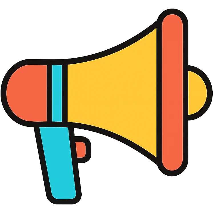 megaphone color outline icon style, black outlines, subtle color fills emoji