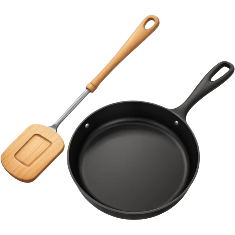 a black pan and spatula inside emoji