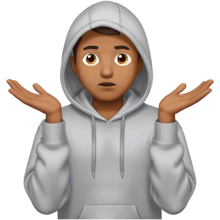 Man in hoodie shrugging his shoulders  emoji