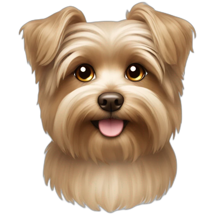 fluffy brown morkie dog with long hair and brown nose and greish ears emoji