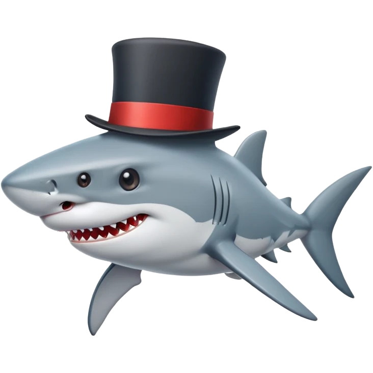 Shark with a top hat emoji
