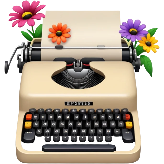 beige typewriter and flowers emoji