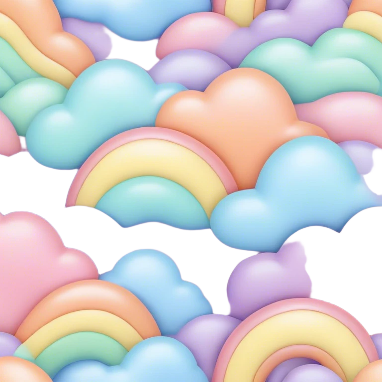 melted pastel rainbow puffy pattern background  emoji
