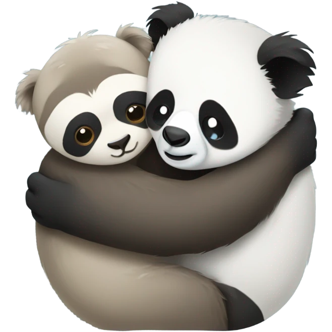 sloth and panda and koala hugging  emoji